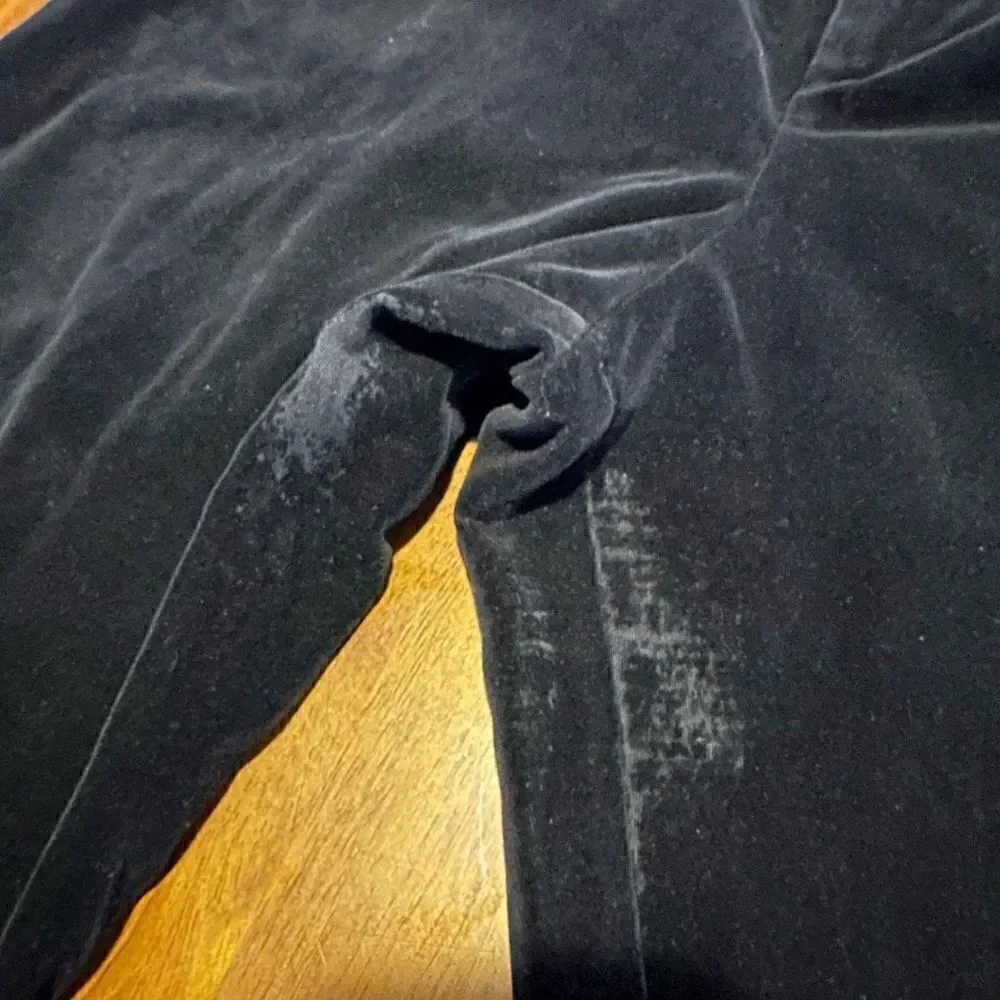 VTG Casablanca Velvet Pants Pleated Black Size 6 USA Women's High Rise 25”x30”